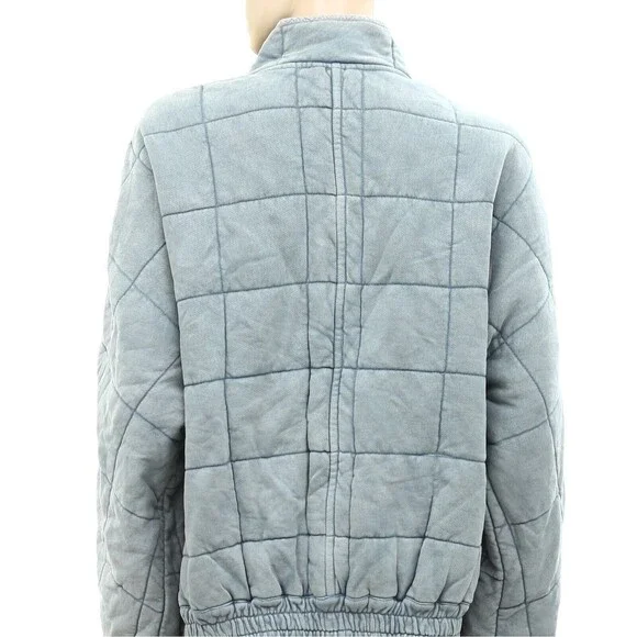 Free People Dolman Quilted Knit Jacket Top Oversized Zip-up Slouchy L NWD 277591